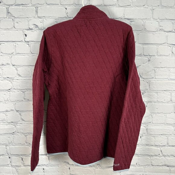 Orvis Women's Tech Check Quilted Flannel 1/4 Snap Sweatshirt, Sangria Red‎ - Picture 7 of 11